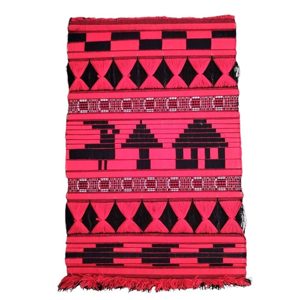 Peruvian South American Ethnic Woven Wall Hanging Red Black Southwest 14"x22"